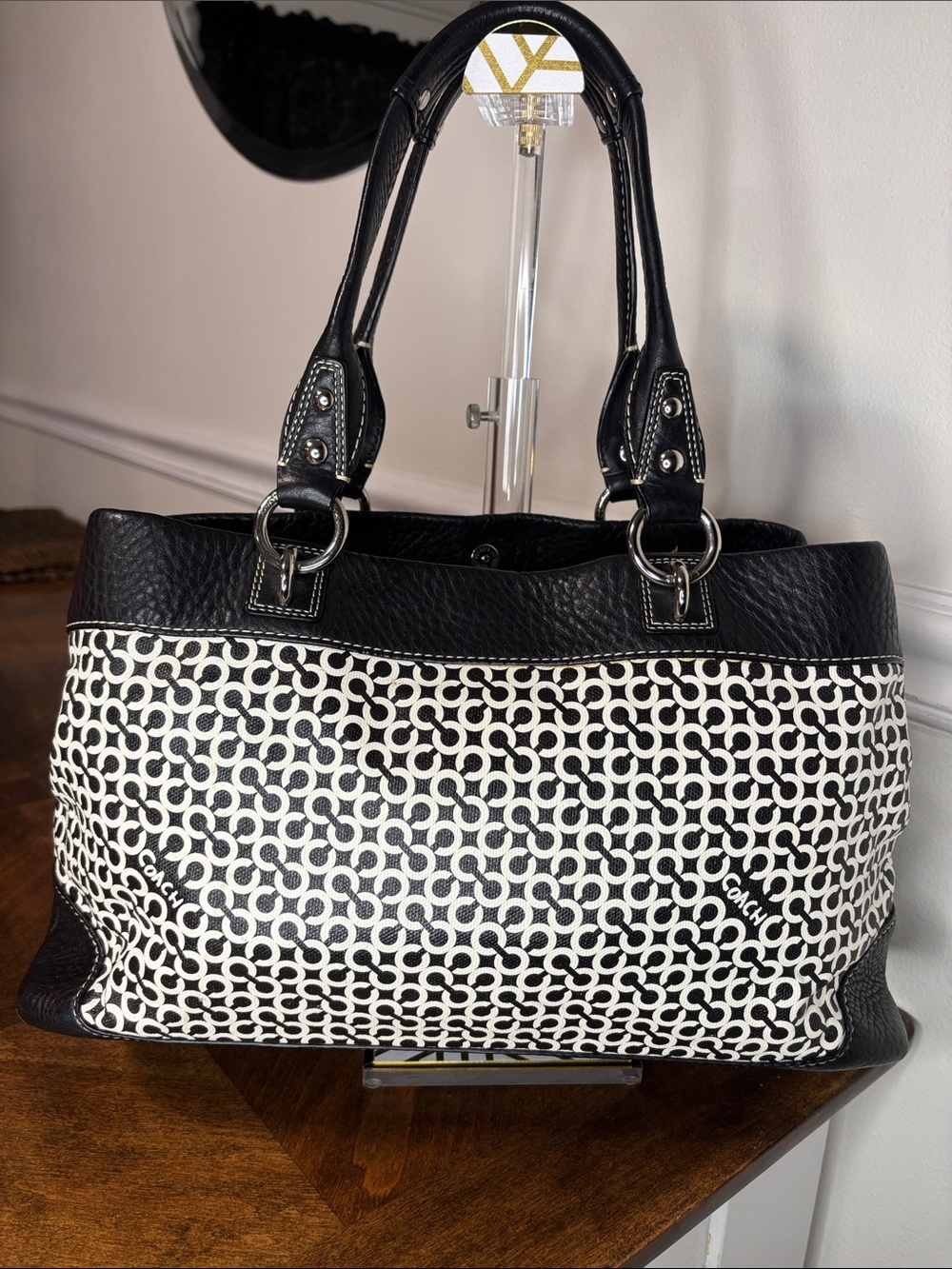 Coach Penelope Op Art Signature Shoulder Bag in classic black and white EUC - Picture 7 of 16